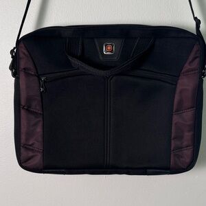 Swiss Gear Stylish‎ Black and Maroon Men's Messenger Crossbody Laptop Bag